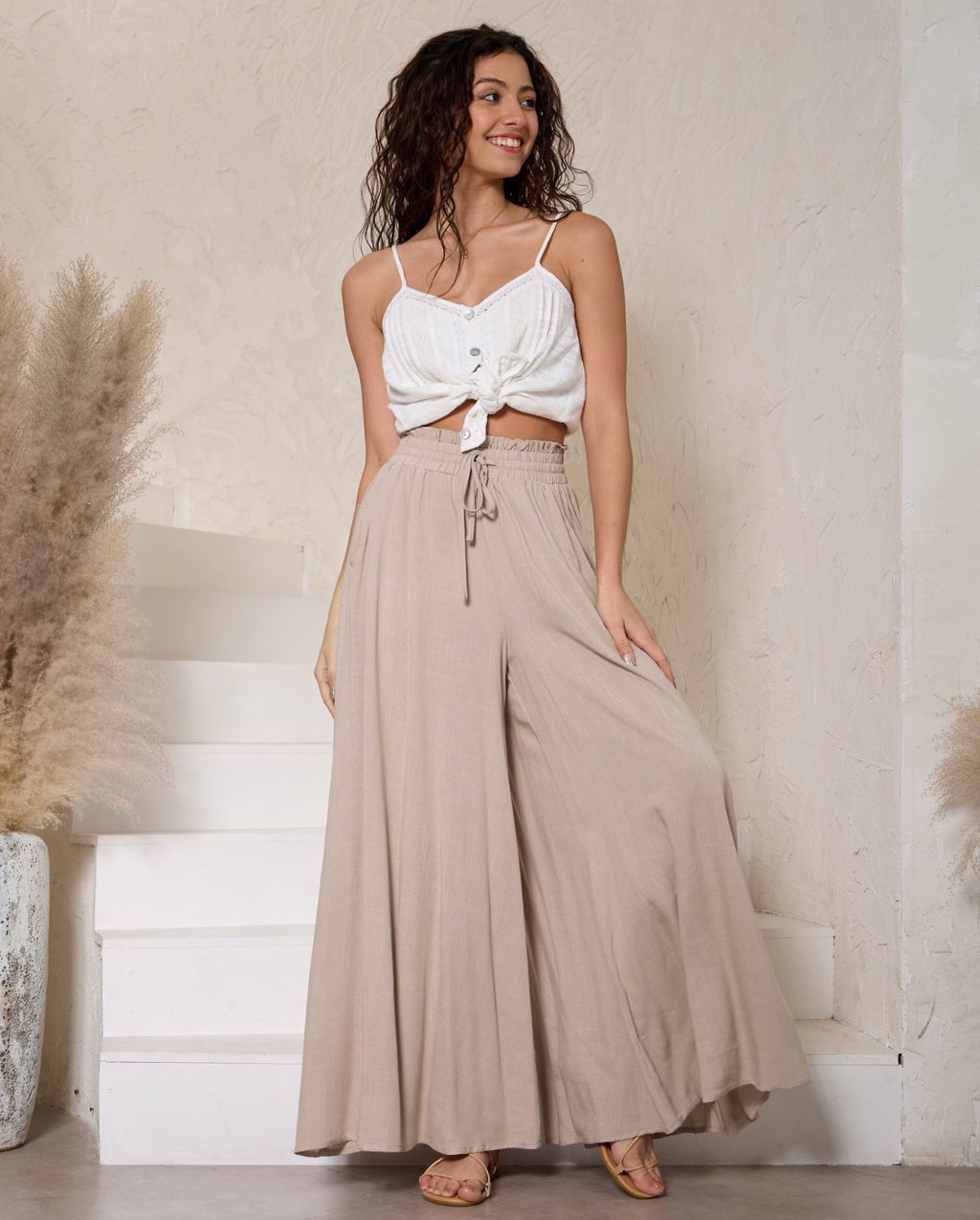 Santorini Drawstring Palazzo Pants