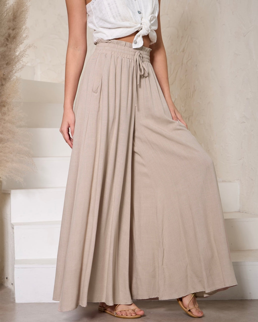 Santorini Drawstring Palazzo Pants