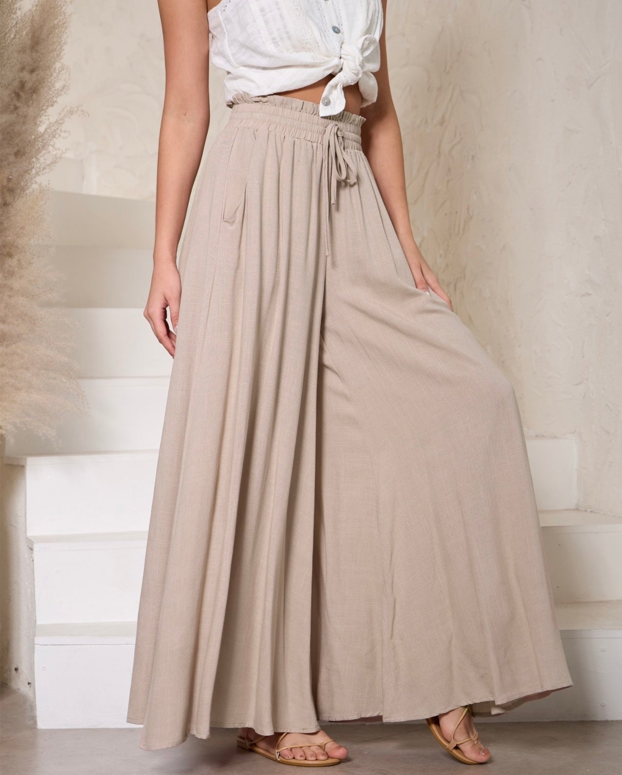 Santorini Drawstring Palazzo Pants
