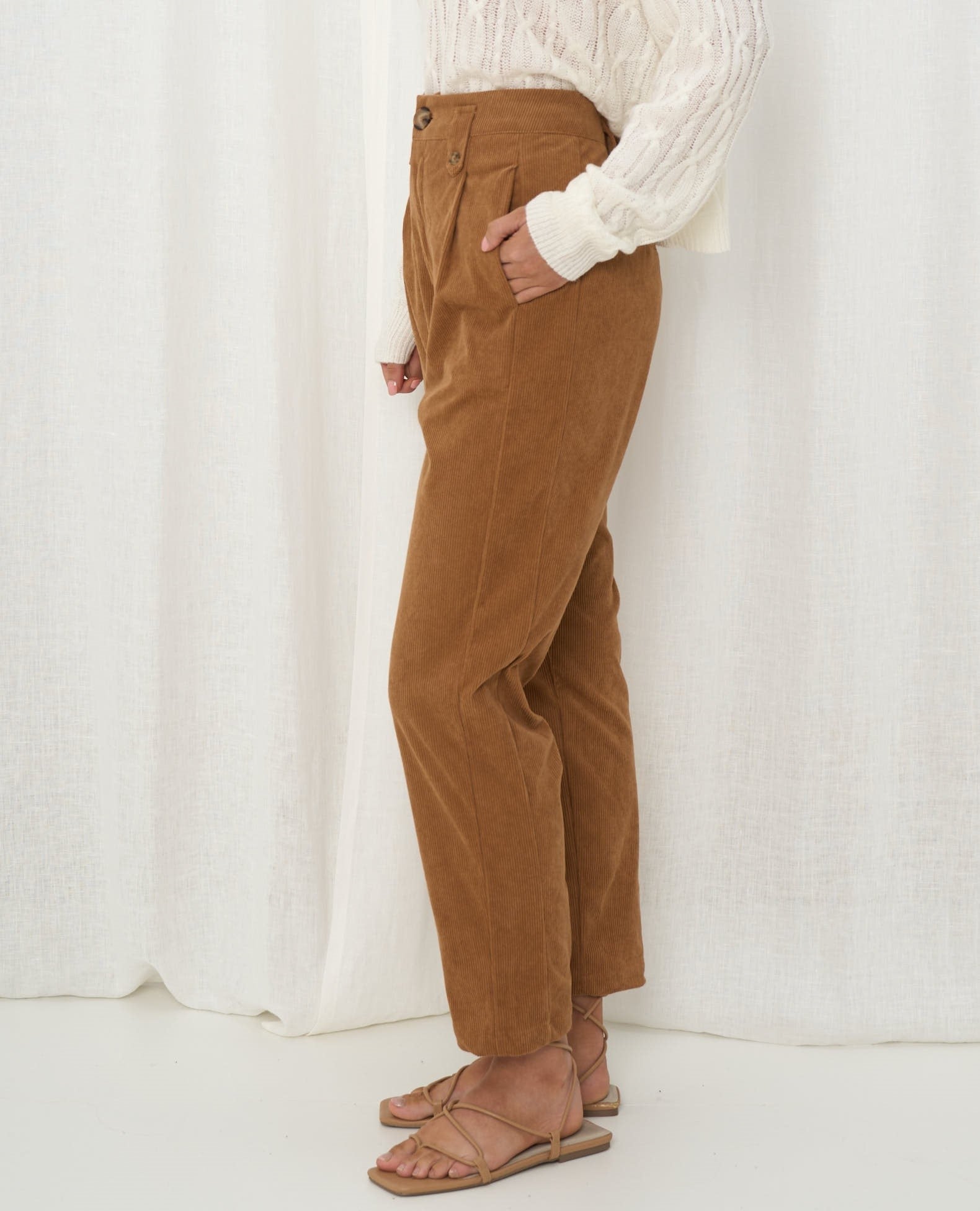 High Waisted Corduroy Brown Pants