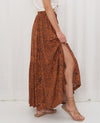 Brown Maxi Skirt Palm Tree Print