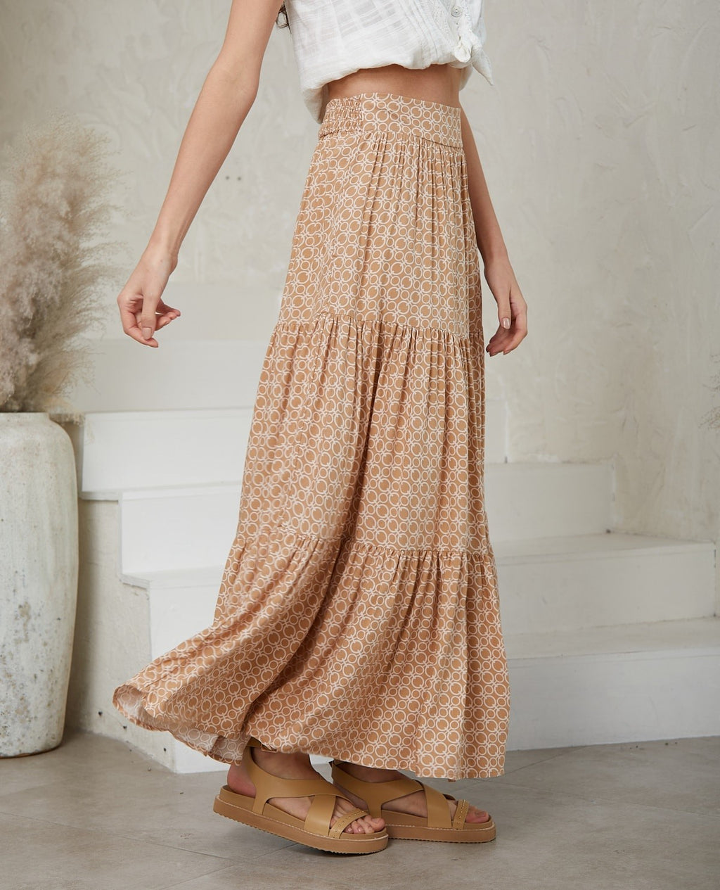 Monogram Print Maxi Skirt