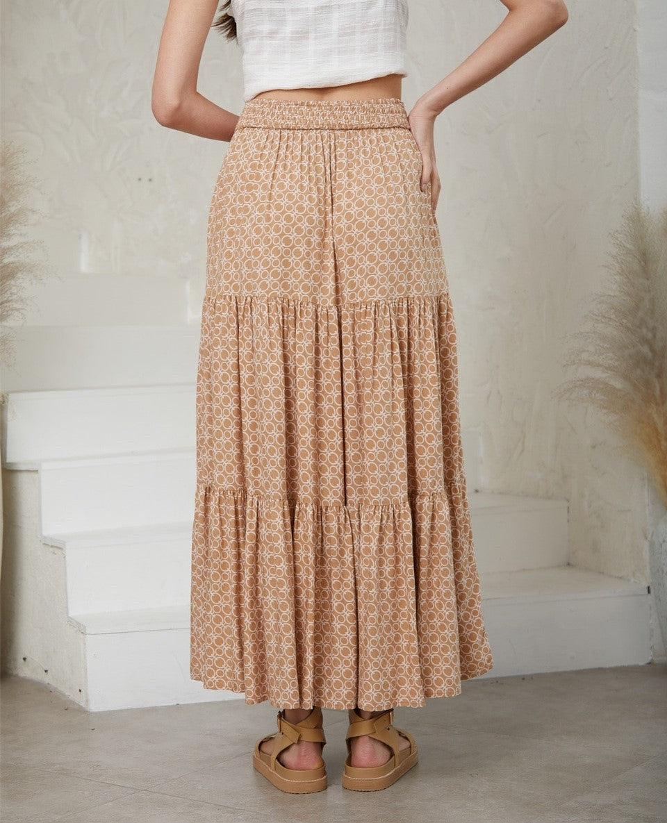 Monogram Print Maxi Skirt