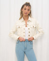 White Crop Denim Jacket