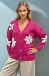 Daisy Bloom Hot Pink Cardigan