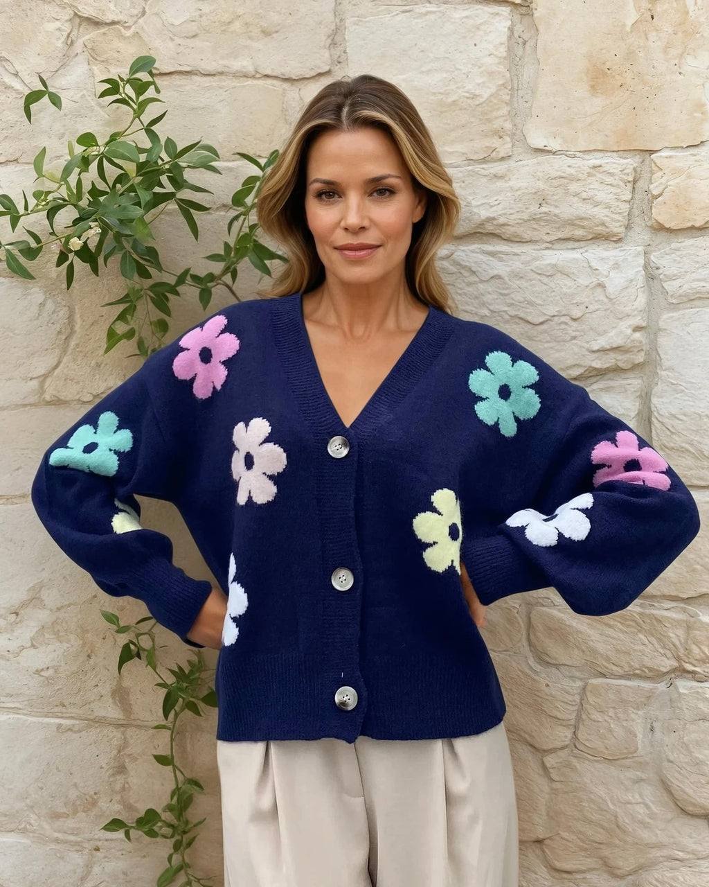 Luna Blossom Navy Cardigan