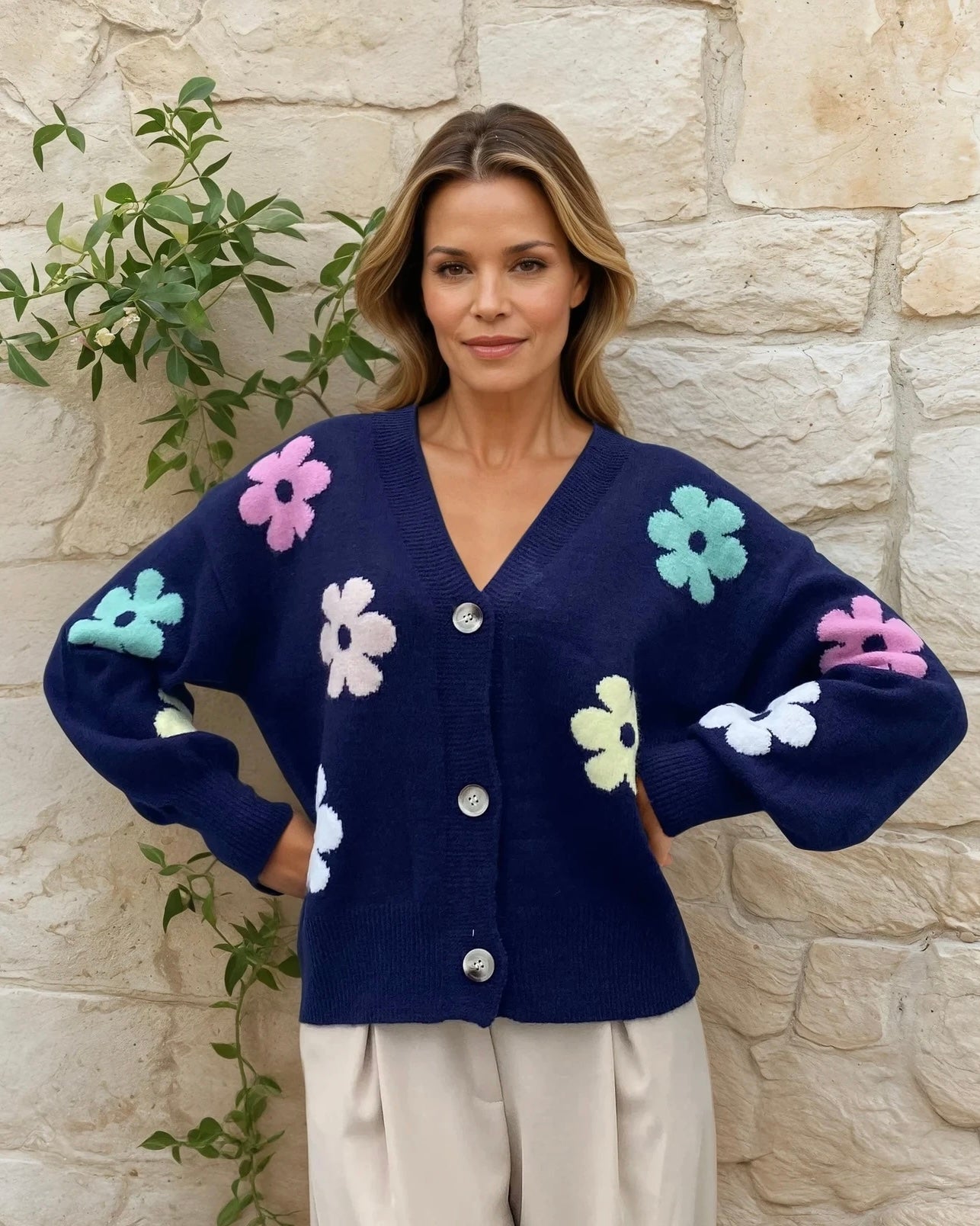 Luna Blossom Navy Cardigan