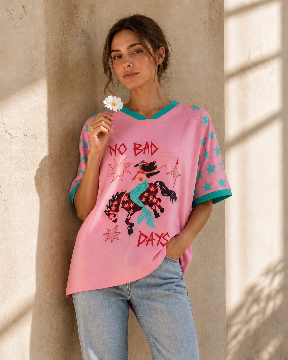 No Bad Days Graphic Cotton Tee Pink