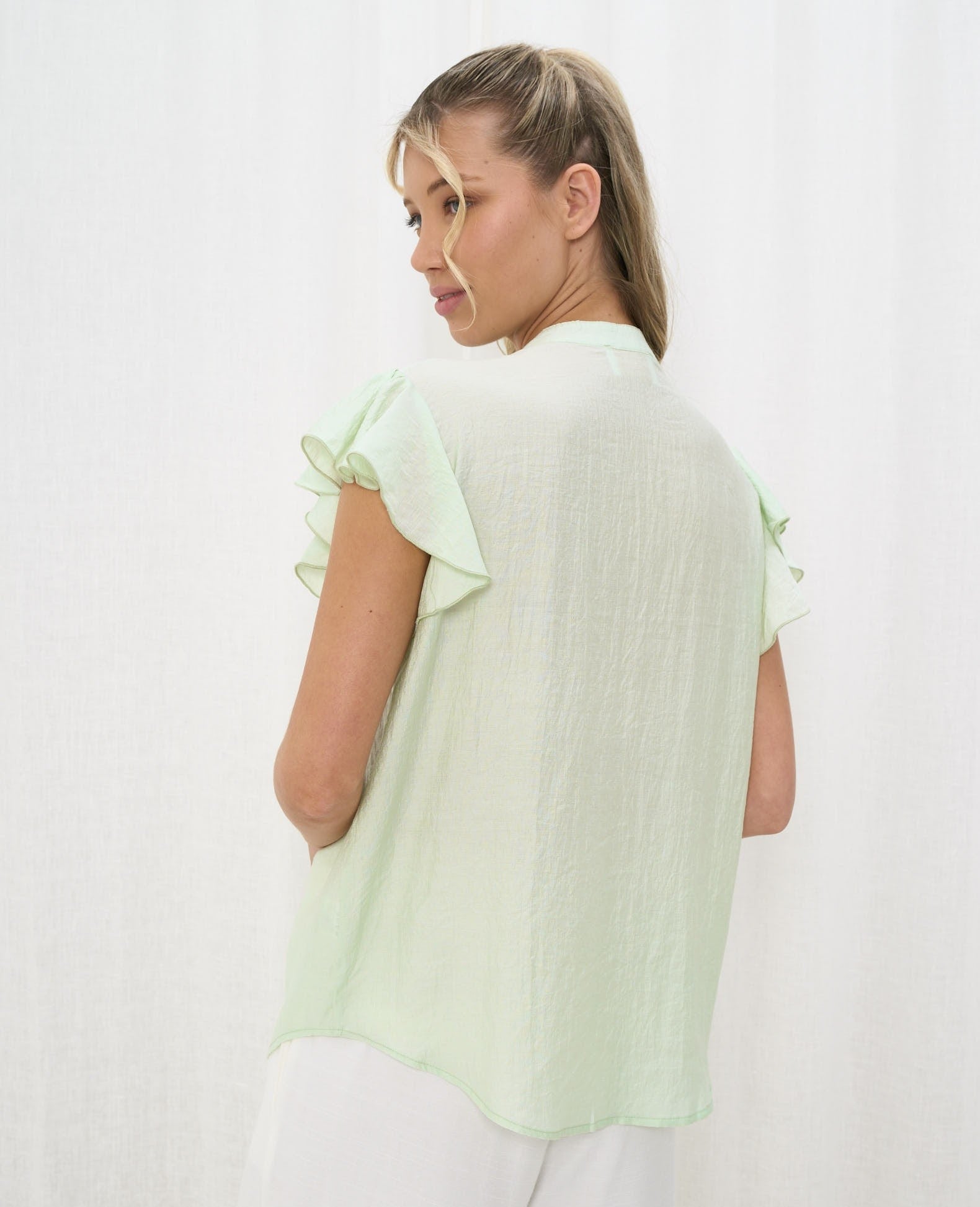 Light Sage Button Up Blouse