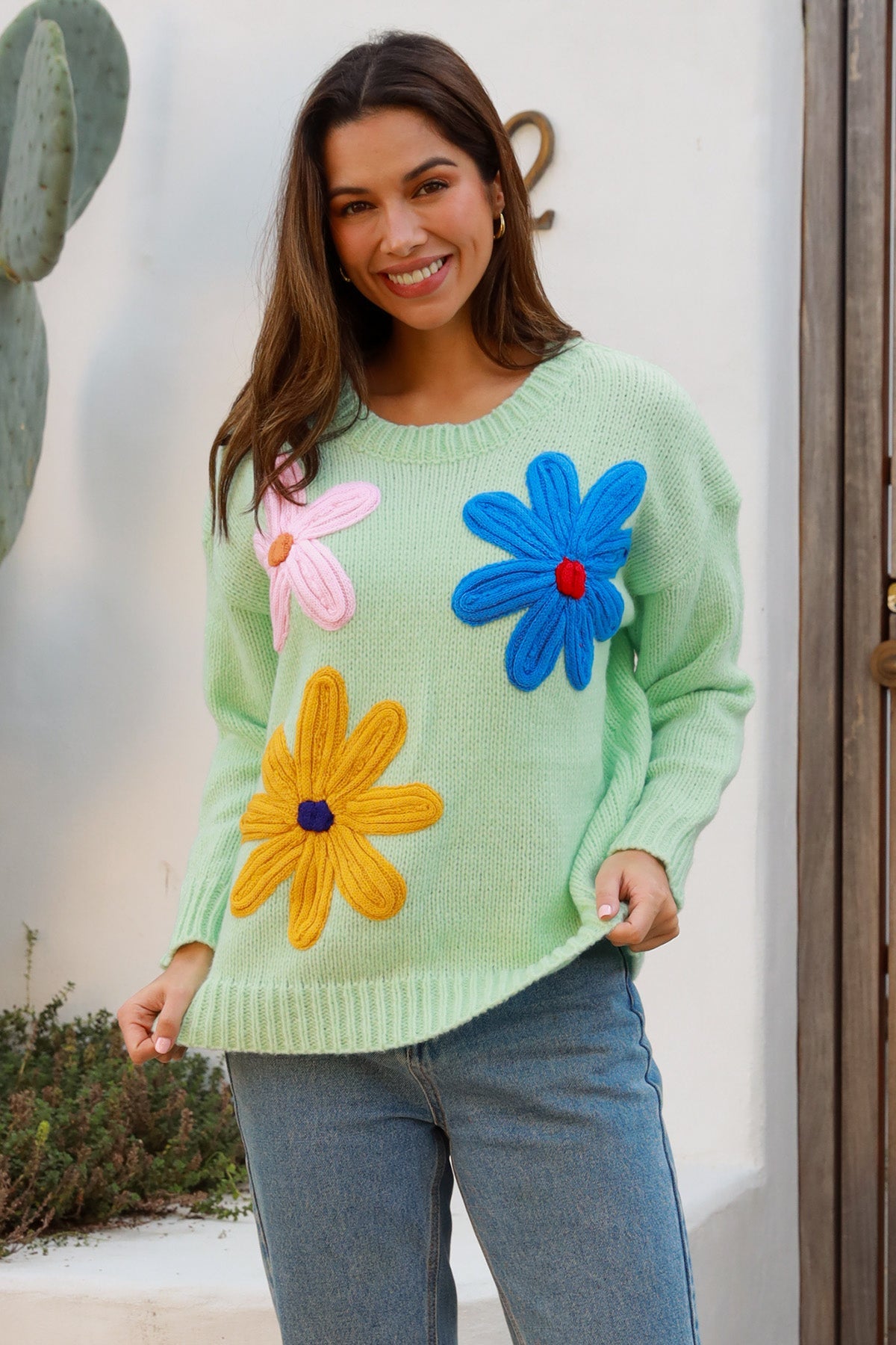 Green Flower Knit