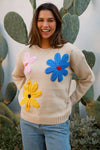 Beige Flower Knit