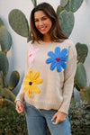 Beige Flower Knit