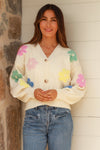 V-Neck Flower Cardigan