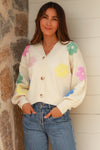 V-Neck Flower Cardigan