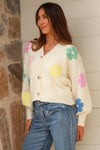 V-Neck Flower Cardigan