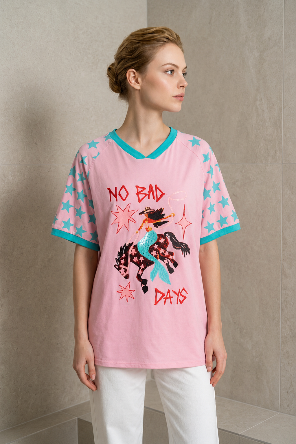 No Bad Days Graphic Cotton Tee Pink