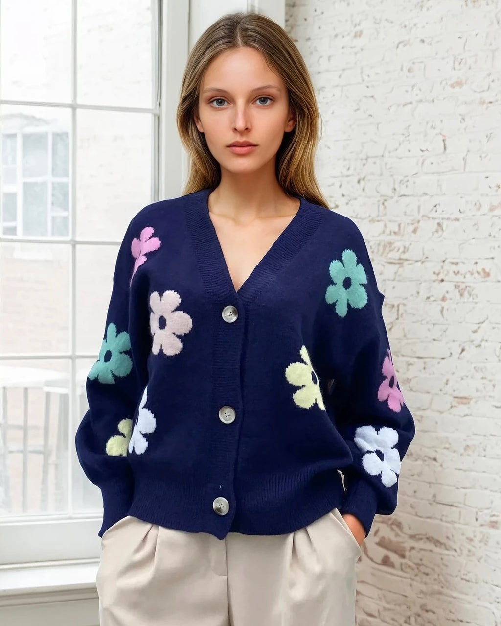 Luna Blossom Navy Cardigan