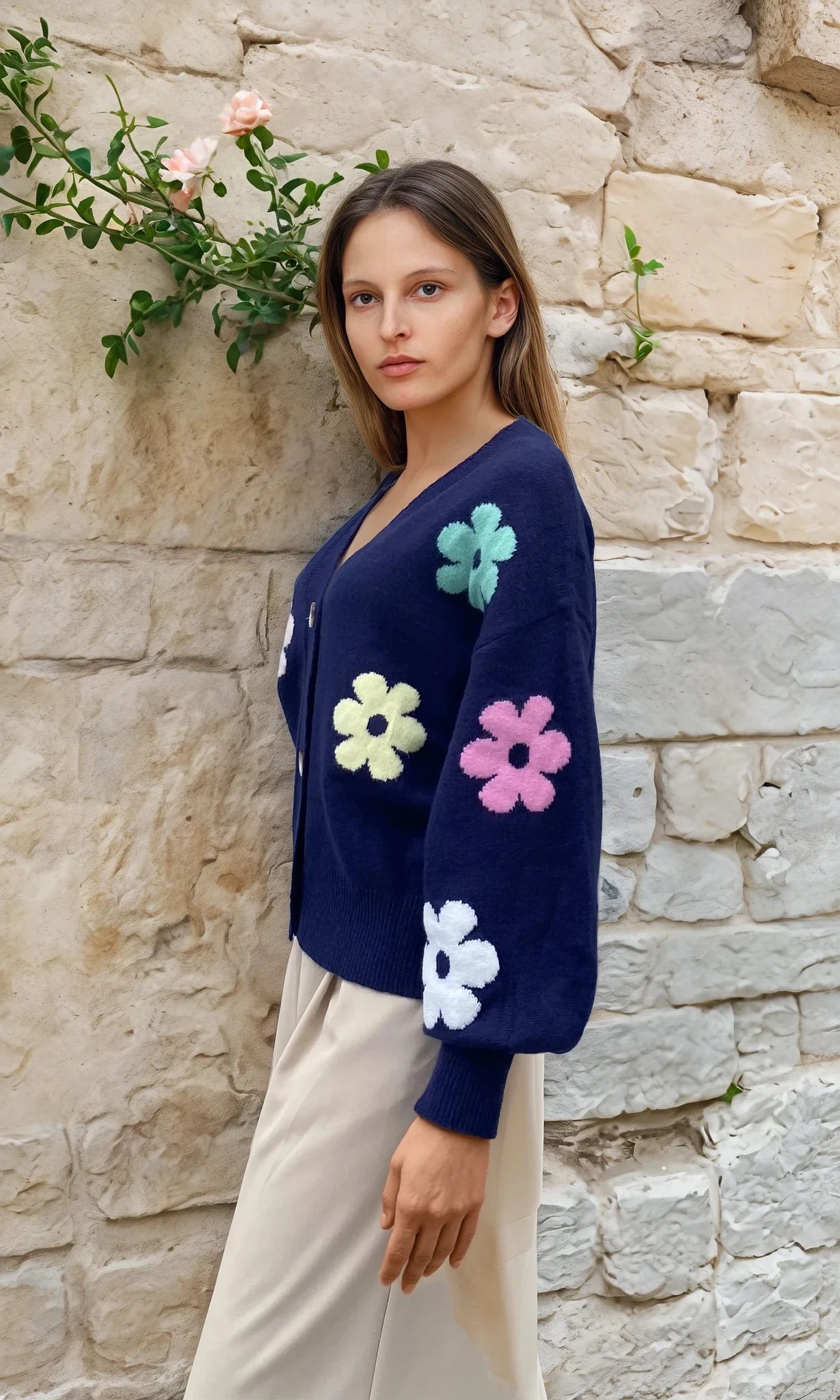 Luna Blossom Navy Cardigan