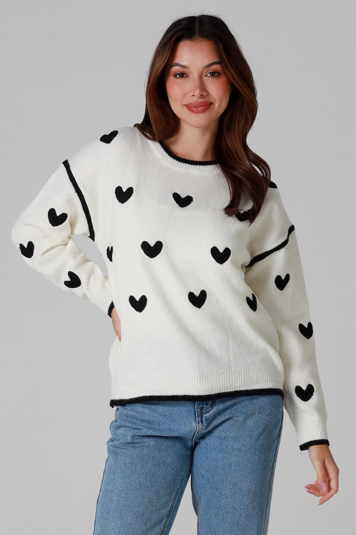 Love Heart Knit Top White