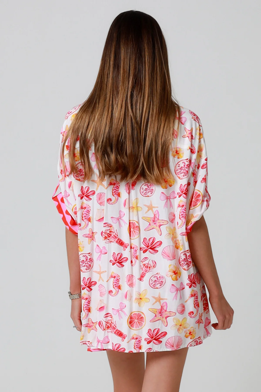 Havana Tropical Print Shirt & Shorts Co-ord Set - White/Pink/Red