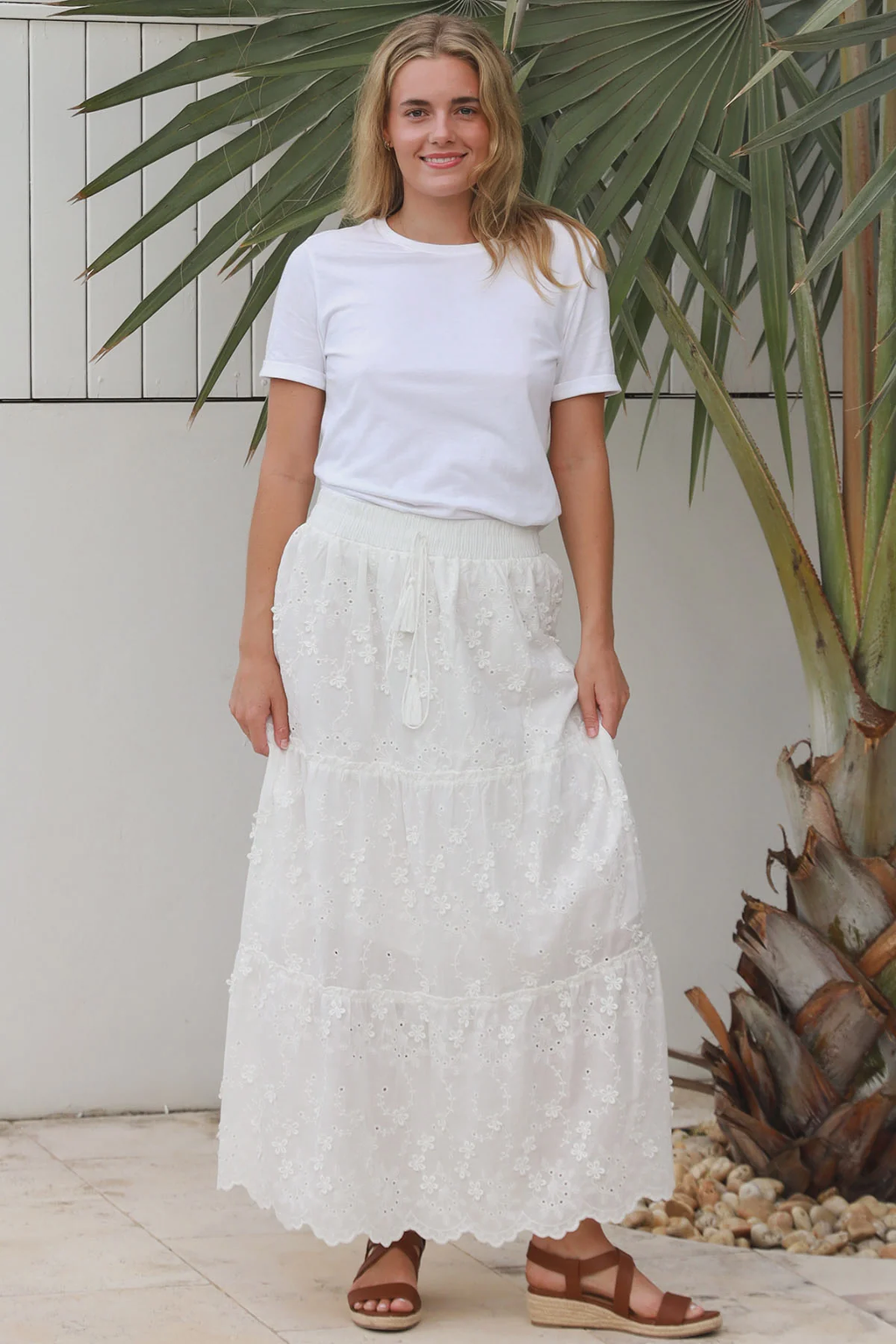 Amelie Broderie Cotton Skirt