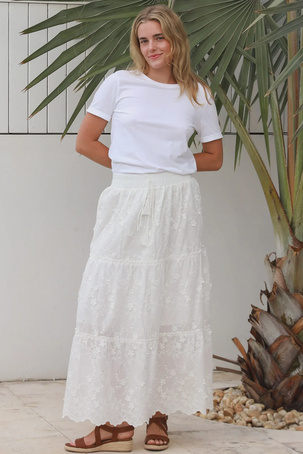 Amelie Broderie Cotton Skirt
