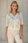 Flower Embroidered Knit Cardi