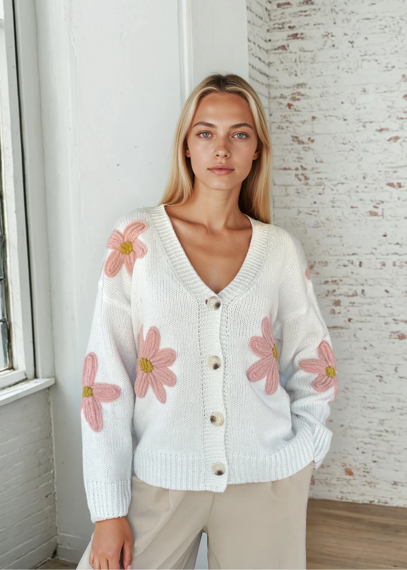 Daisy Bloom White Cardigan