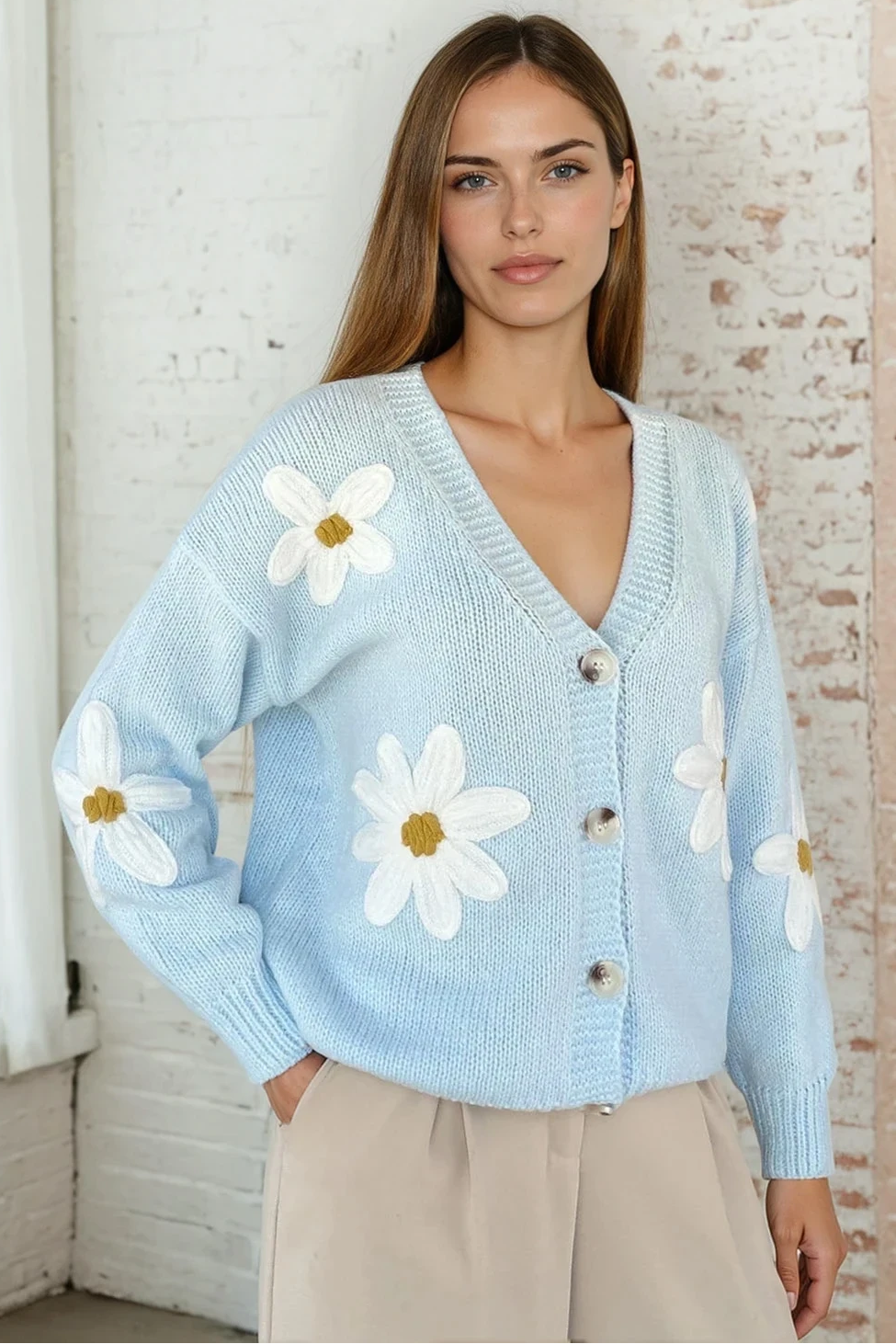 Daisy Bloom Blue Cardigan