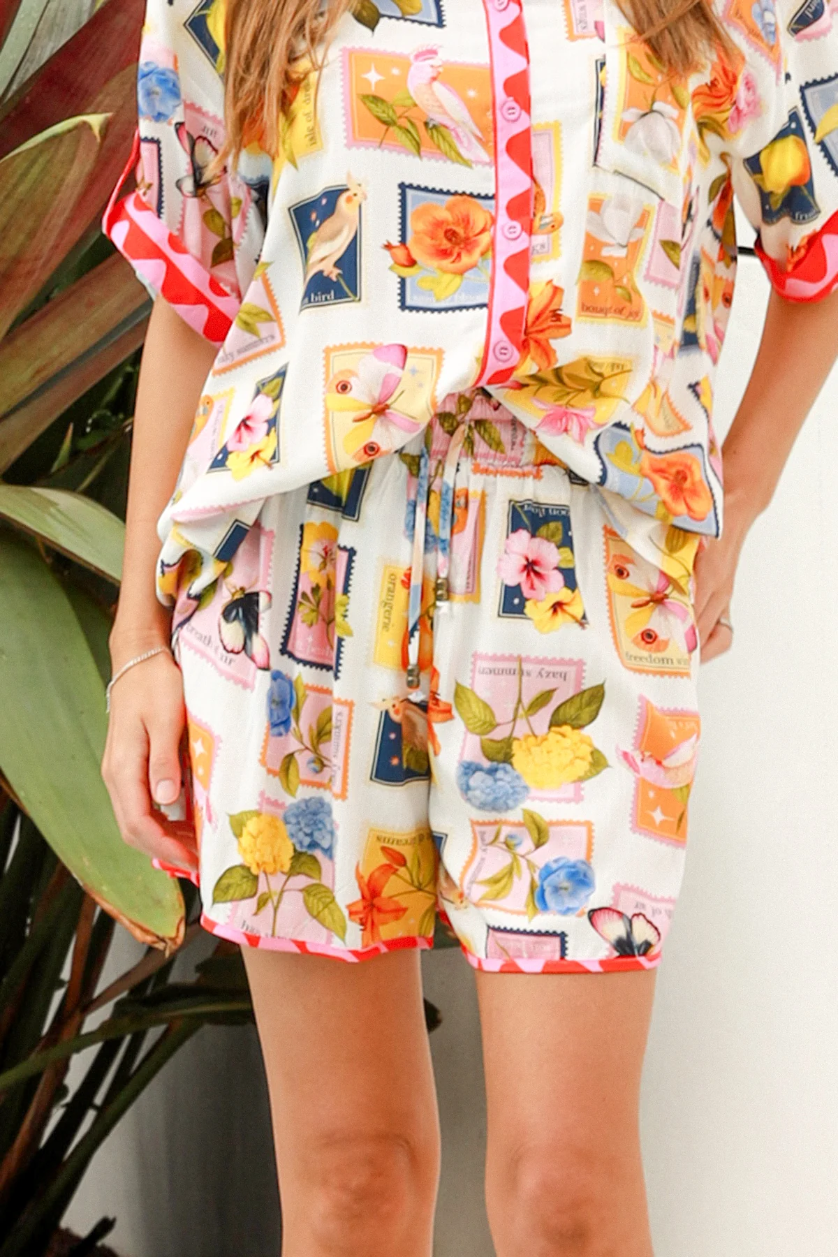Postcard Print Shirt & Shorts Co-ord Set - Multi