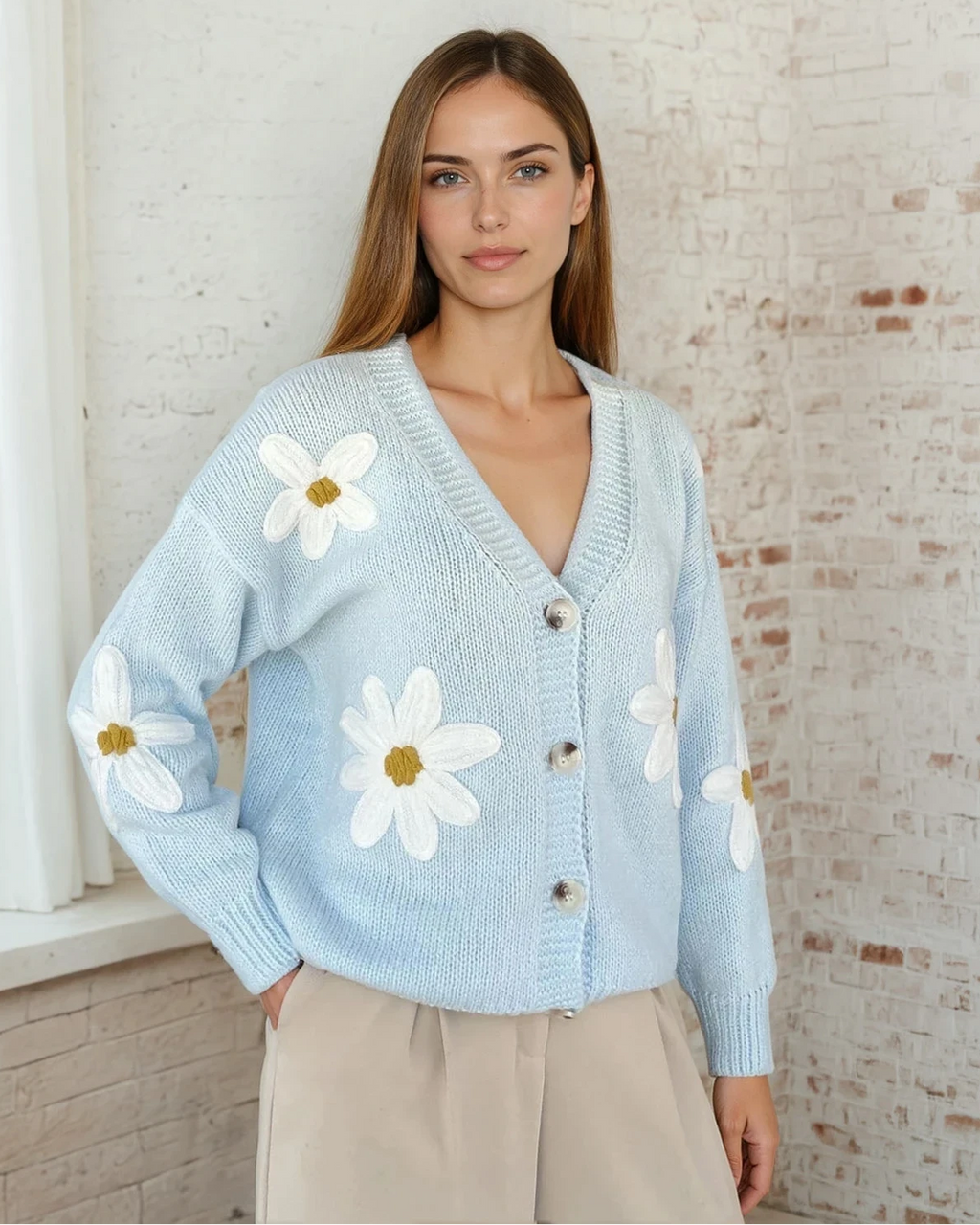Daisy Bloom Blue Cardigan