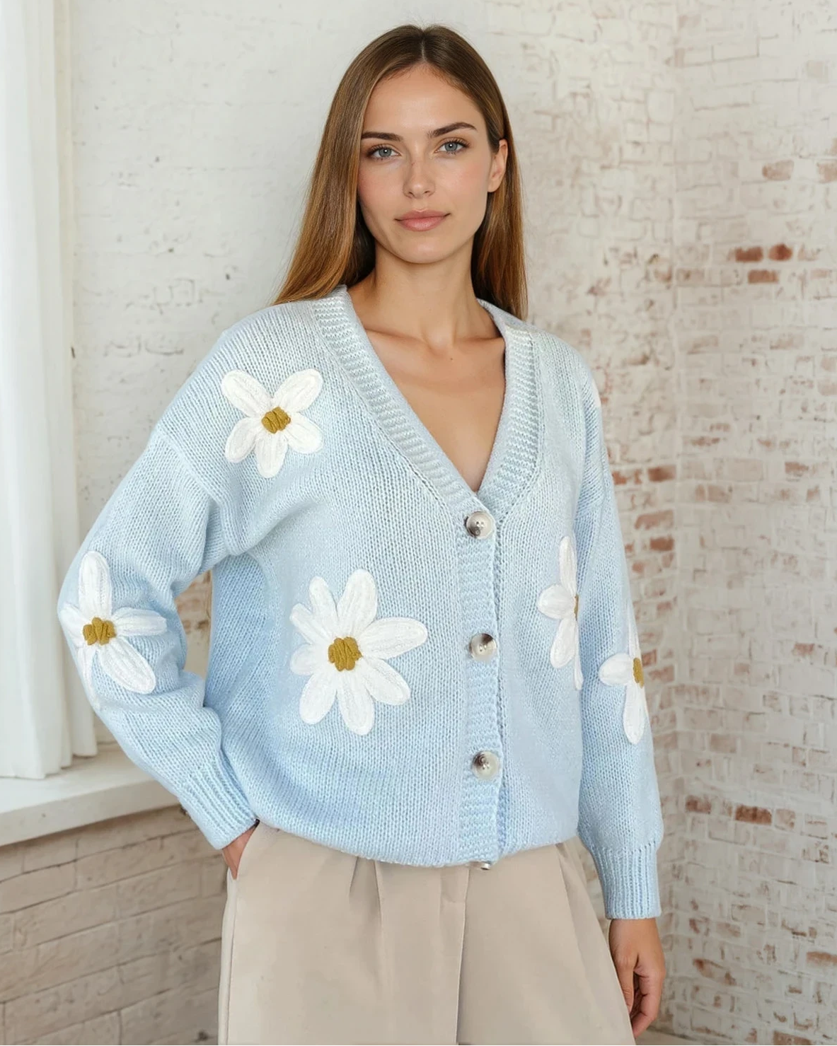 Daisy Bloom Blue Cardigan
