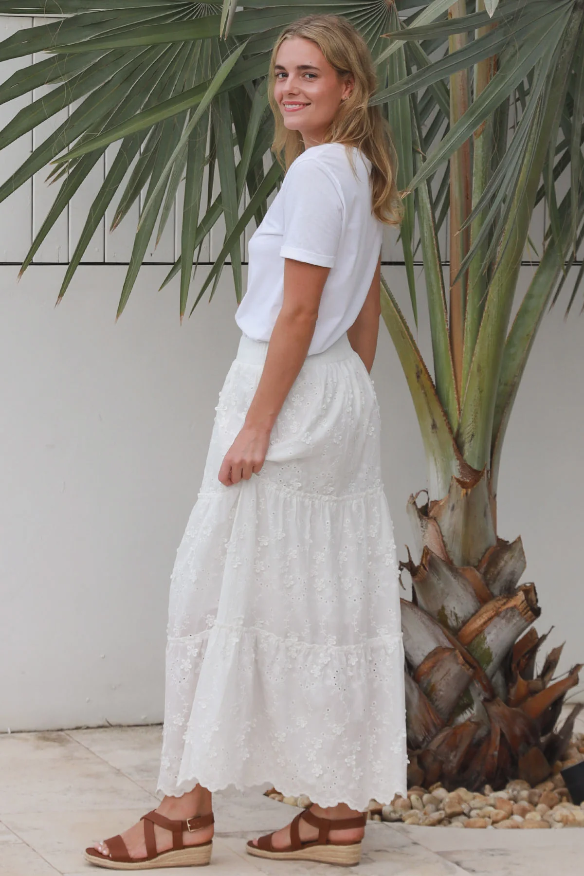 Amelie Broderie Cotton Skirt