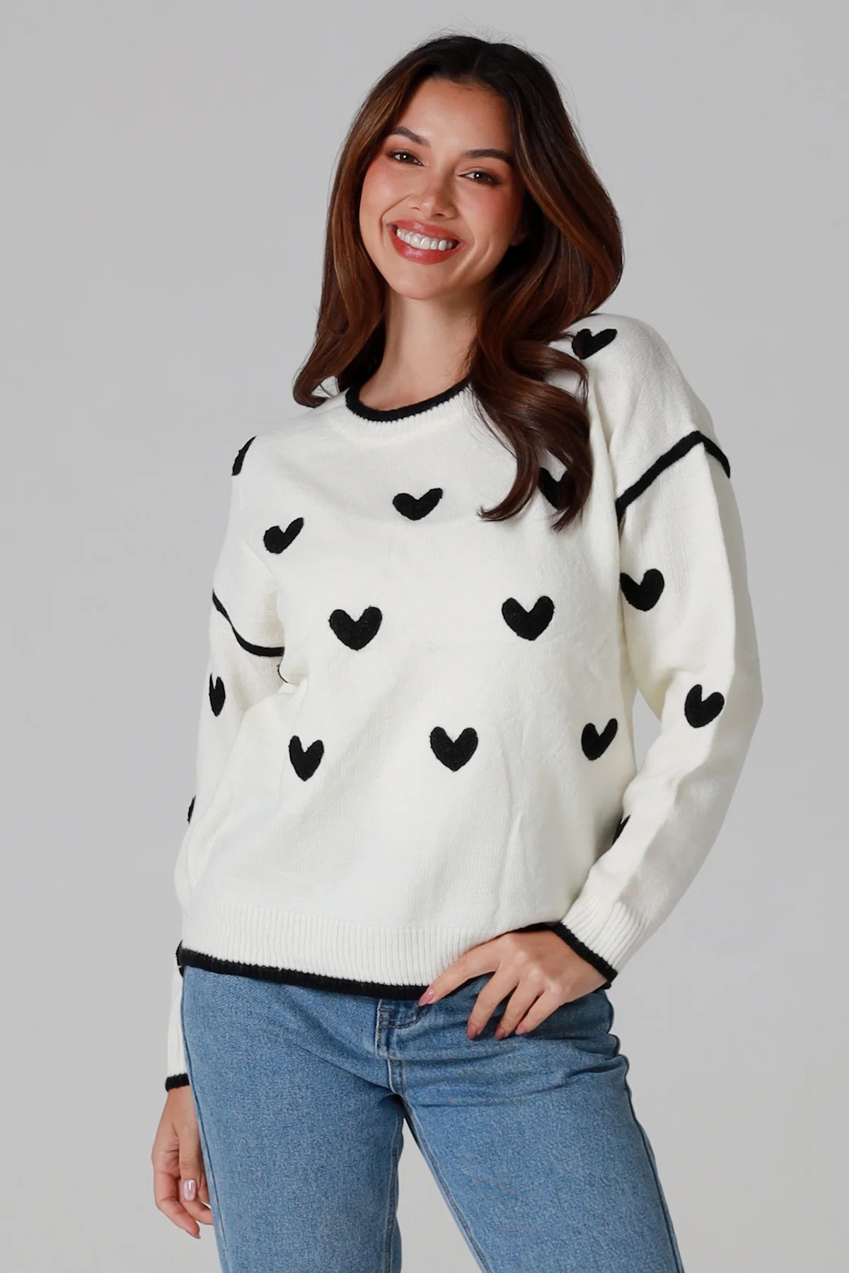 Love Heart Knit Top White