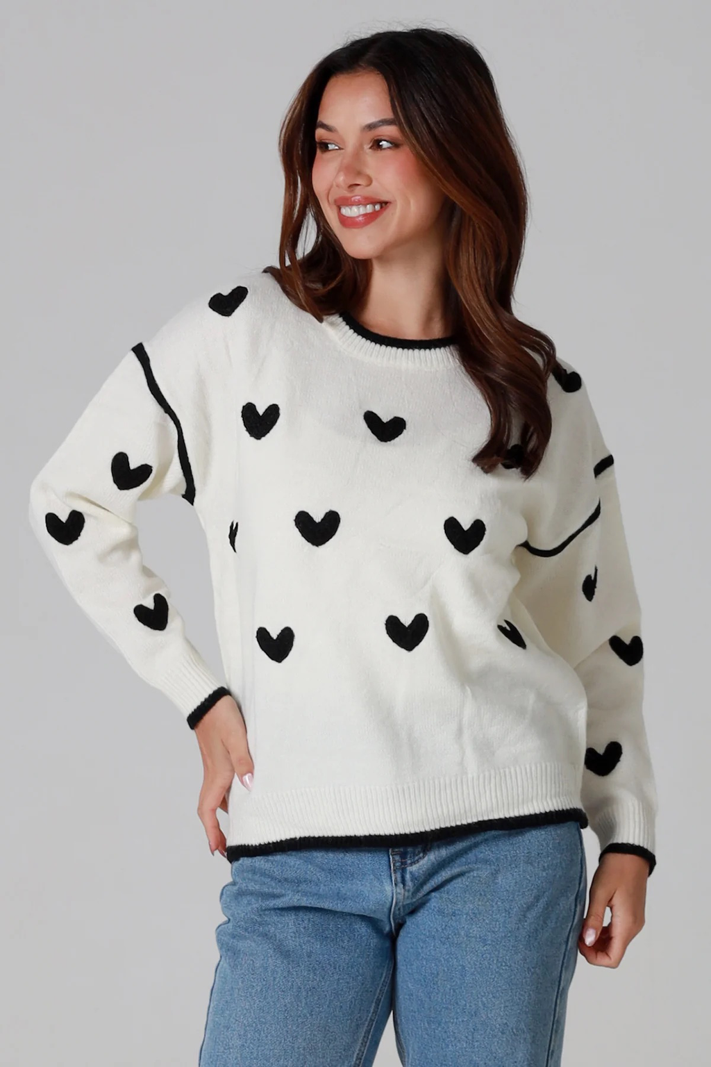 Love Heart Knit Top White