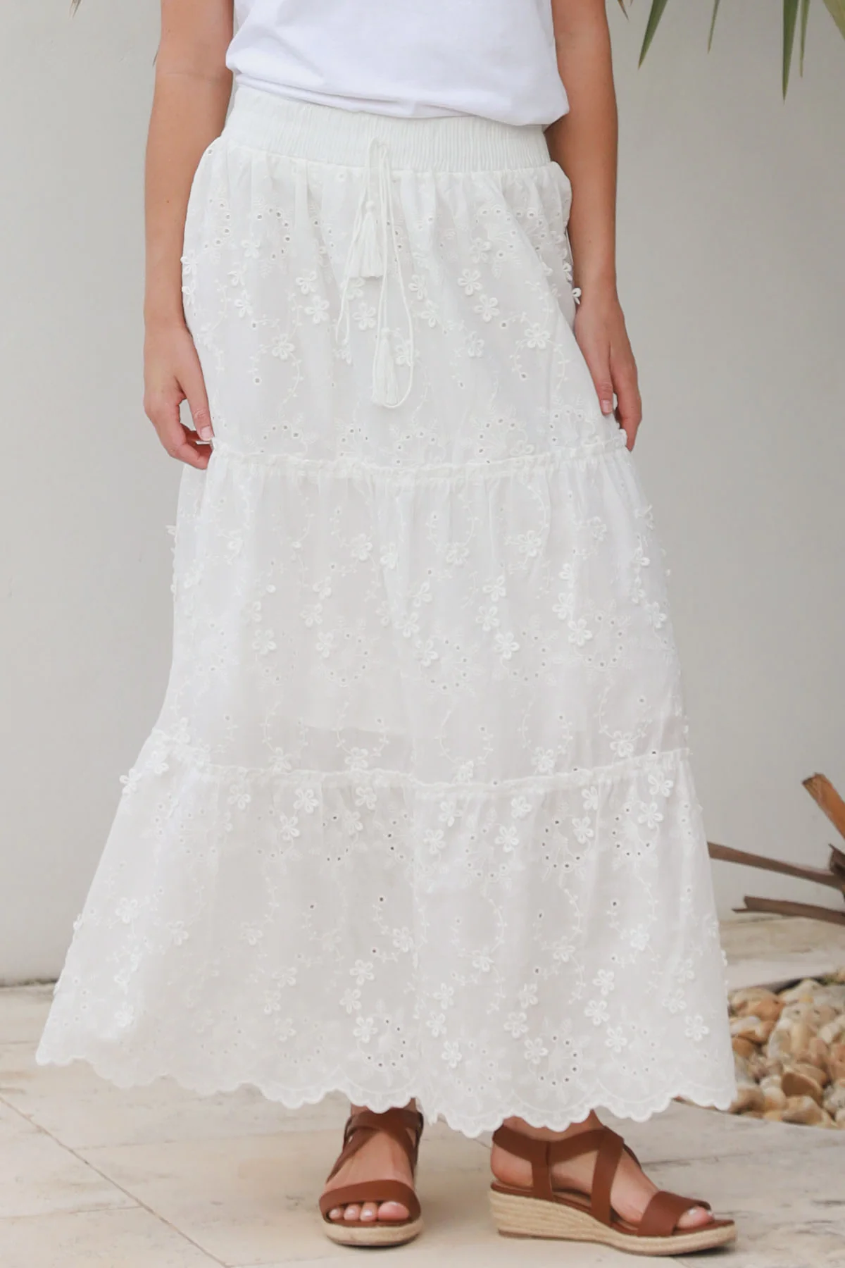 Amelie Broderie Cotton Skirt