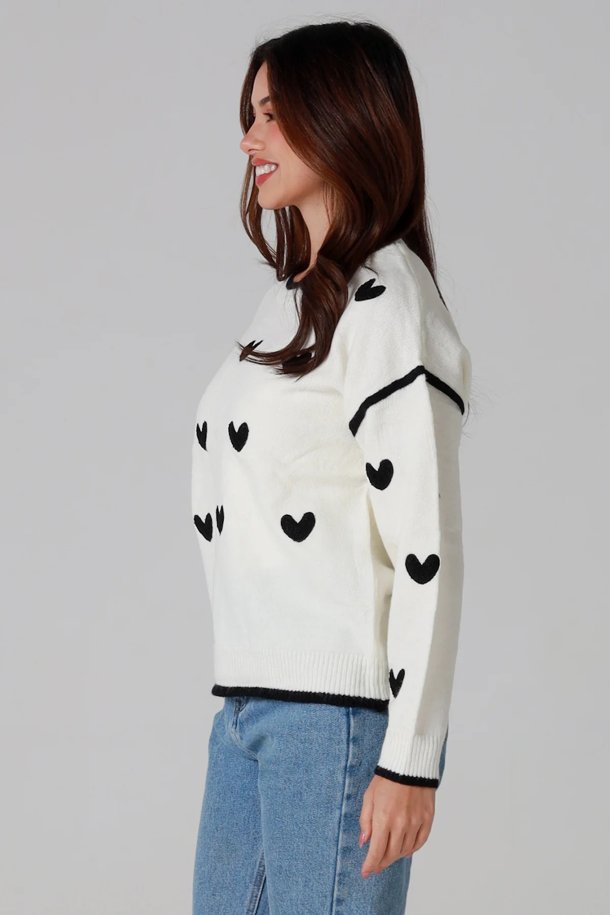 Love Heart Knit Top White