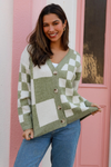 Checkered Sage Green Cardi