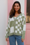 Checkered Sage Green Cardi