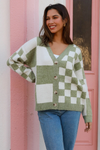 Checkered Sage Green Cardi