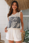 Lila Embroidered Cotton Top