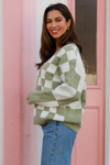 Checkered Sage Green Cardi