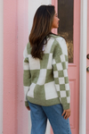 Checkered Sage Green Cardi