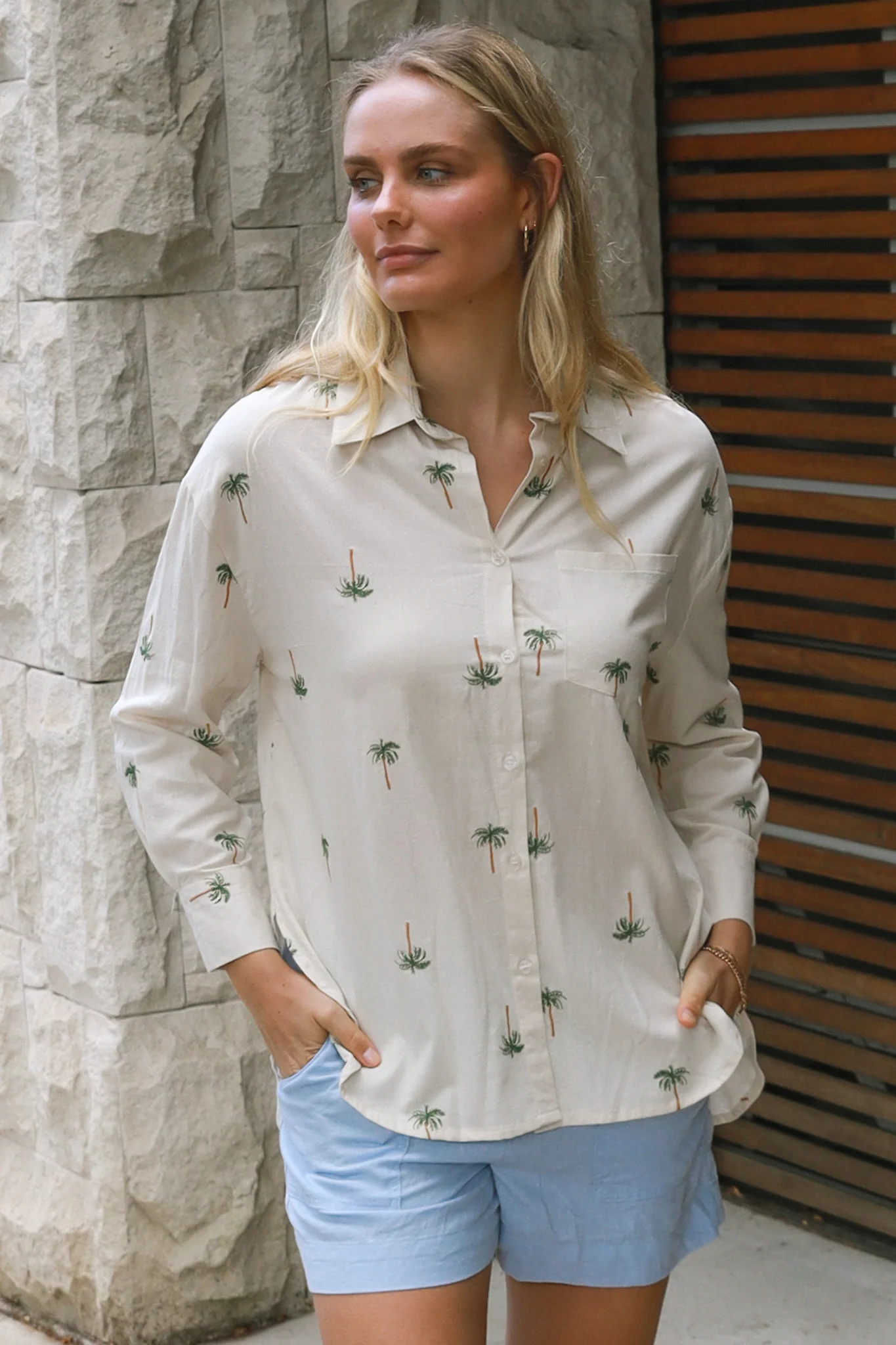 Palm Tree Embroidered Shirt