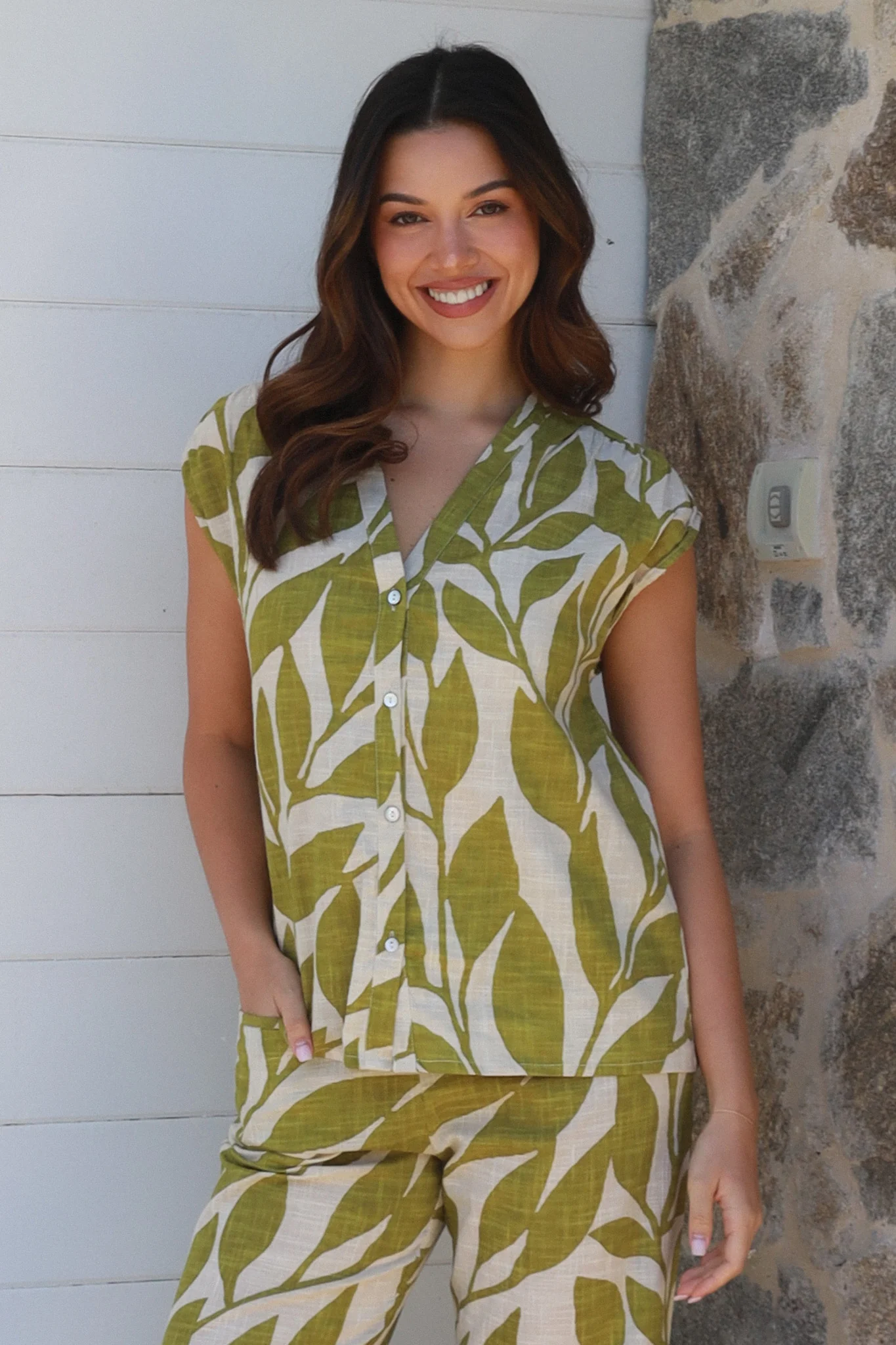 Green Leaf Cotton Top