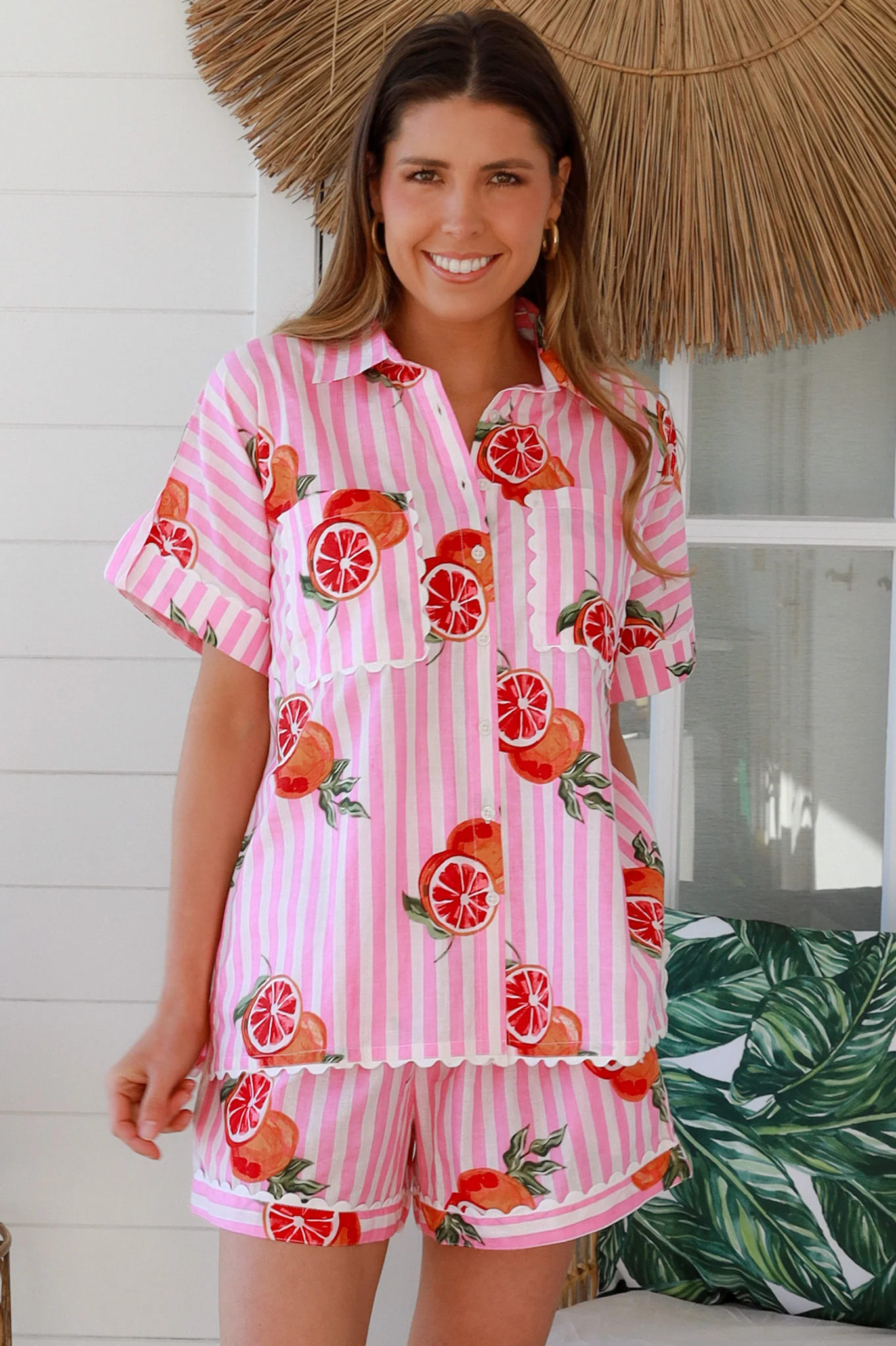 Citrus Stripe Cotton Matching Set