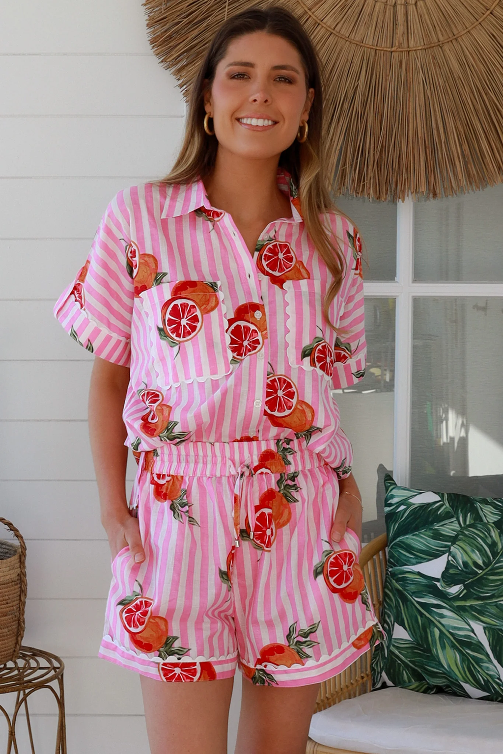 Citrus Stripe Cotton Matching Set