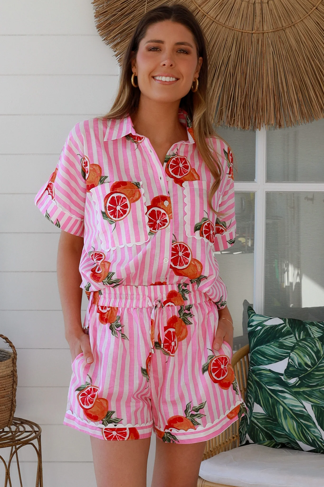 Citrus Stripe Cotton Matching Set