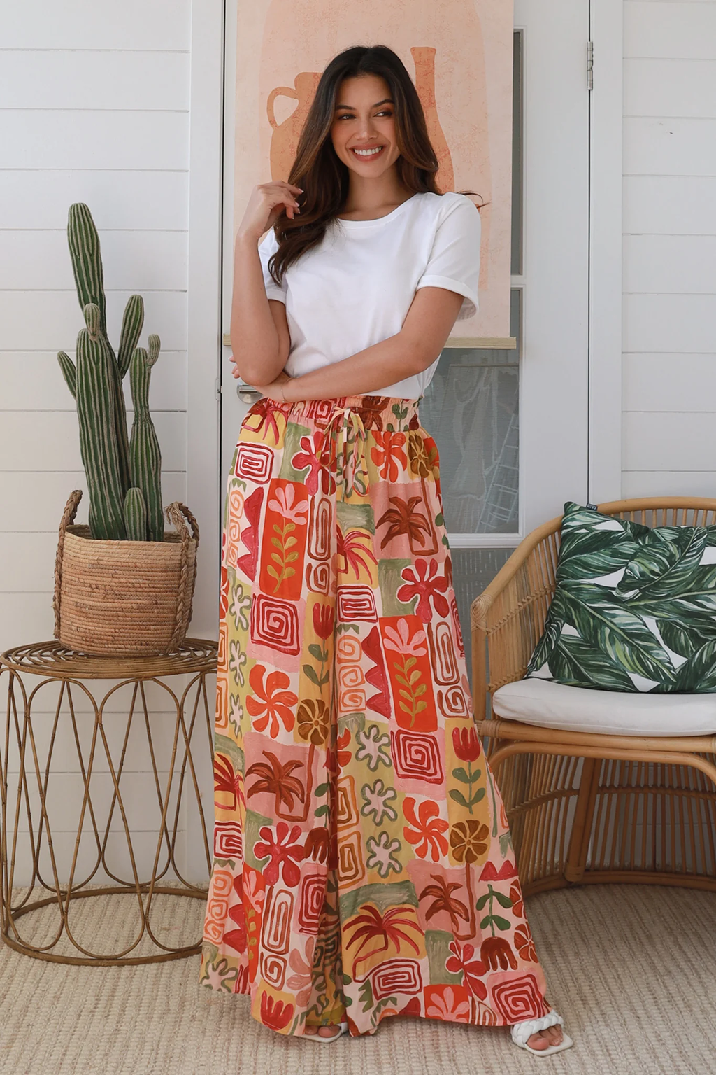 Roxy Print Wide Leg Pants - Multi