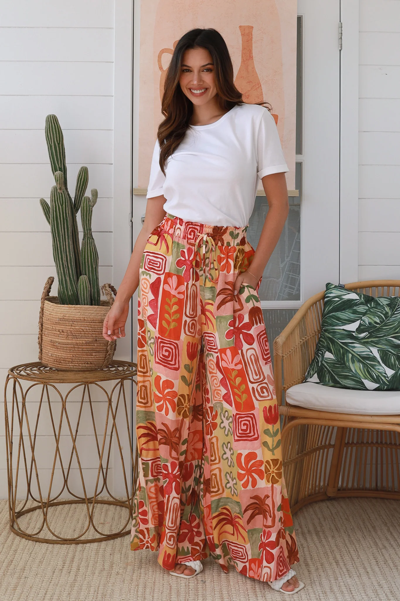 Roxy Print Wide Leg Pants - Multi